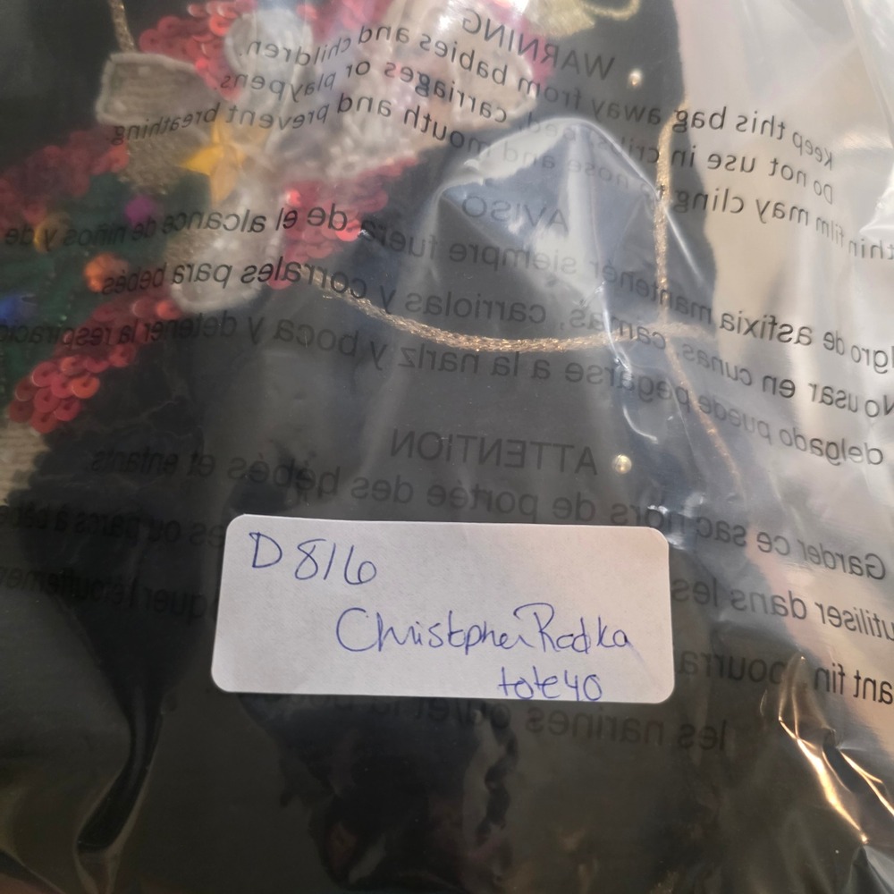 Christopher Radko Cardigan Women Medium Black Santa Sequin Holiday Knit - Picture 8 of 8